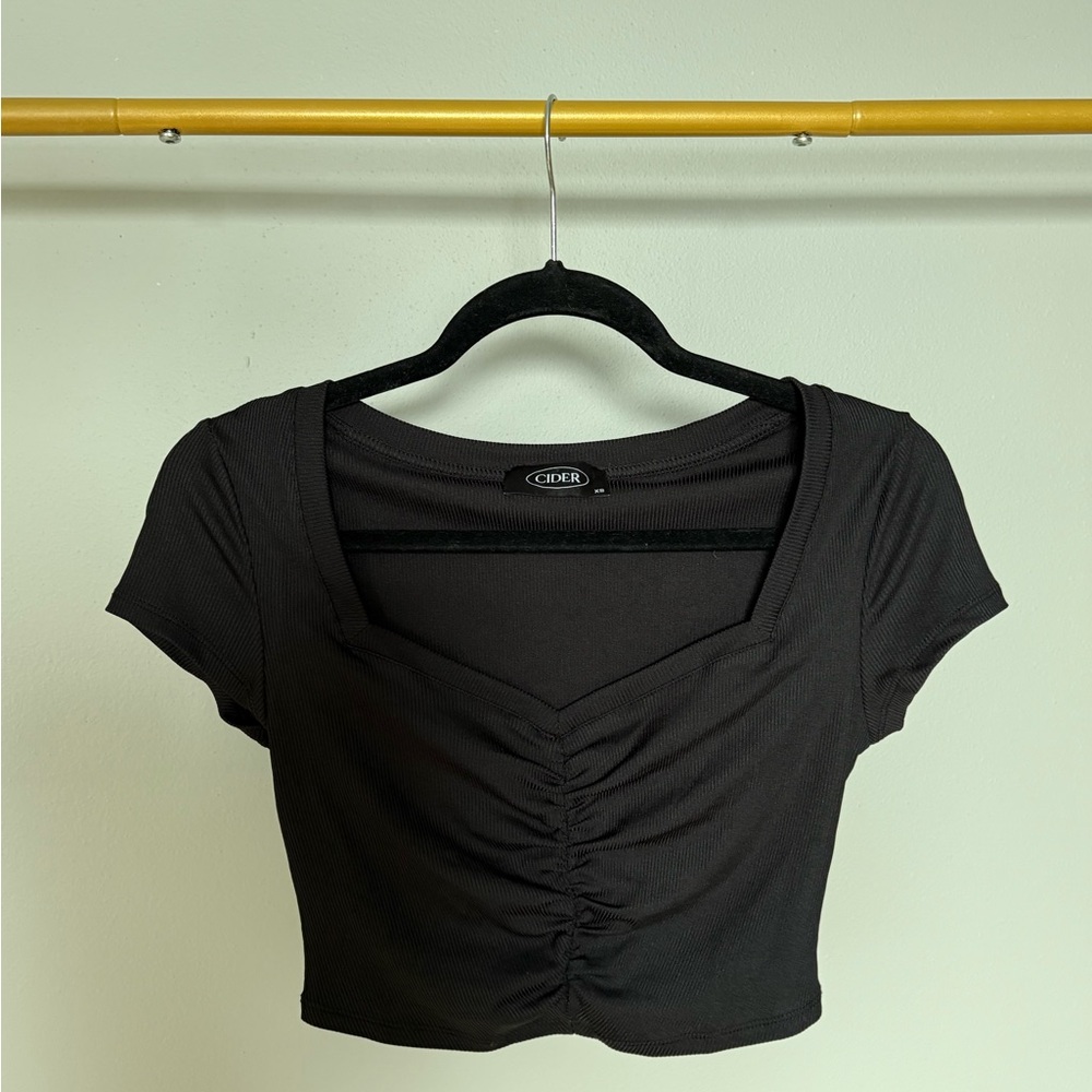 Cider Black Ruched Crop Top